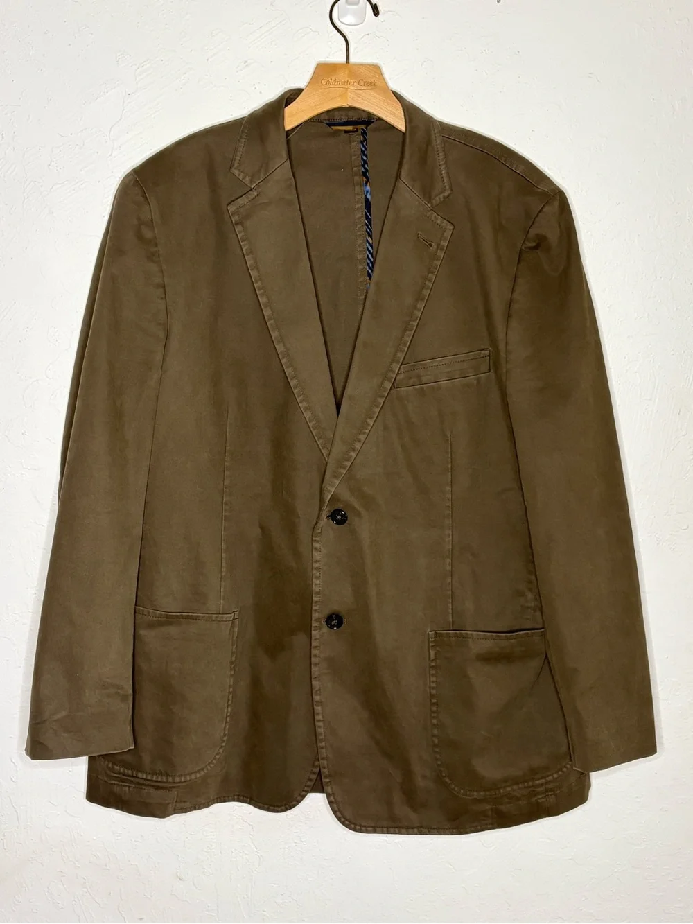 Kroon Men’s Bono 1 Wash Cotton Stretch 2-Button Chino Blazer Green 44R Pocket